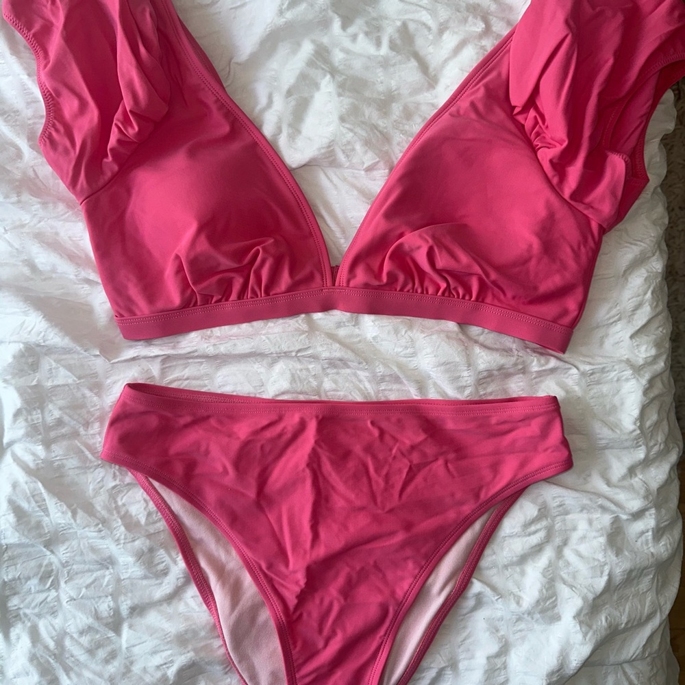 CUPSHE Hot Pink Bikini Set